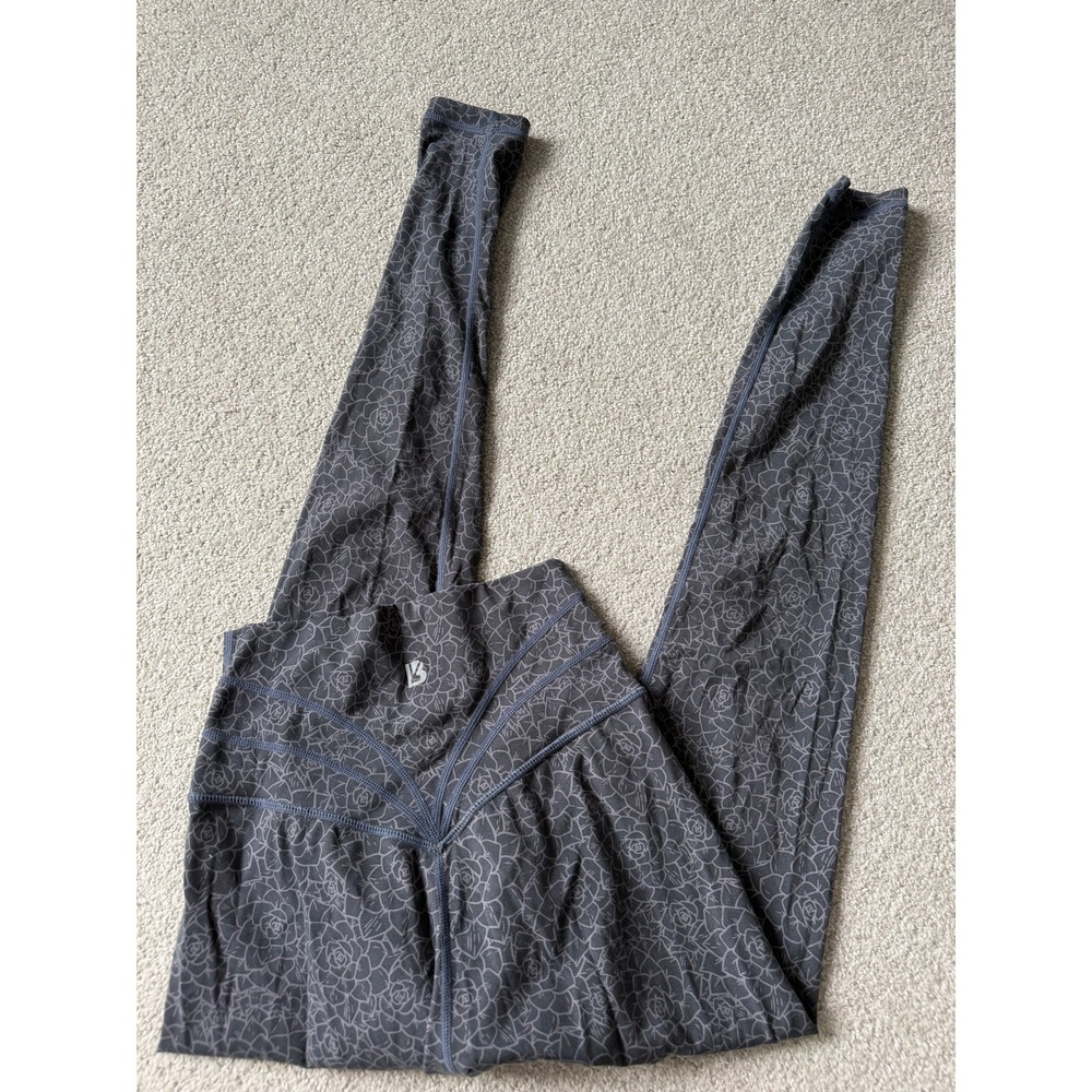 Buffbunny Siren Eden Garden Leggings Size S Grey Rose Print V-Waistband - Picture 3 of 8
